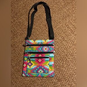❤️ 2 for $10 ❤️ Multicolor Aztec Pattern Crossbody Bag with Black Strap